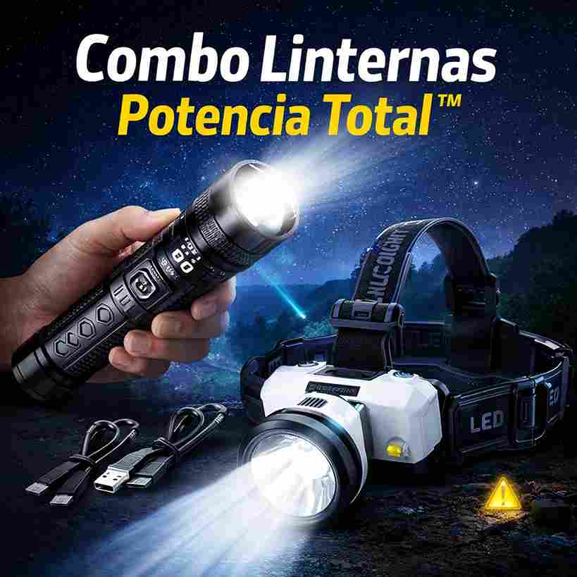 Combo Linternas Potencia Total™ – Largo Alcance + Vincha Recargable