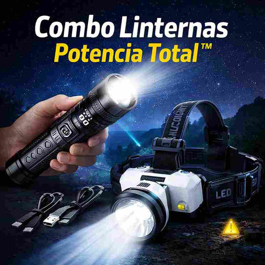 Combo Linternas Potencia Total™ – Largo Alcance + Vincha Recargable