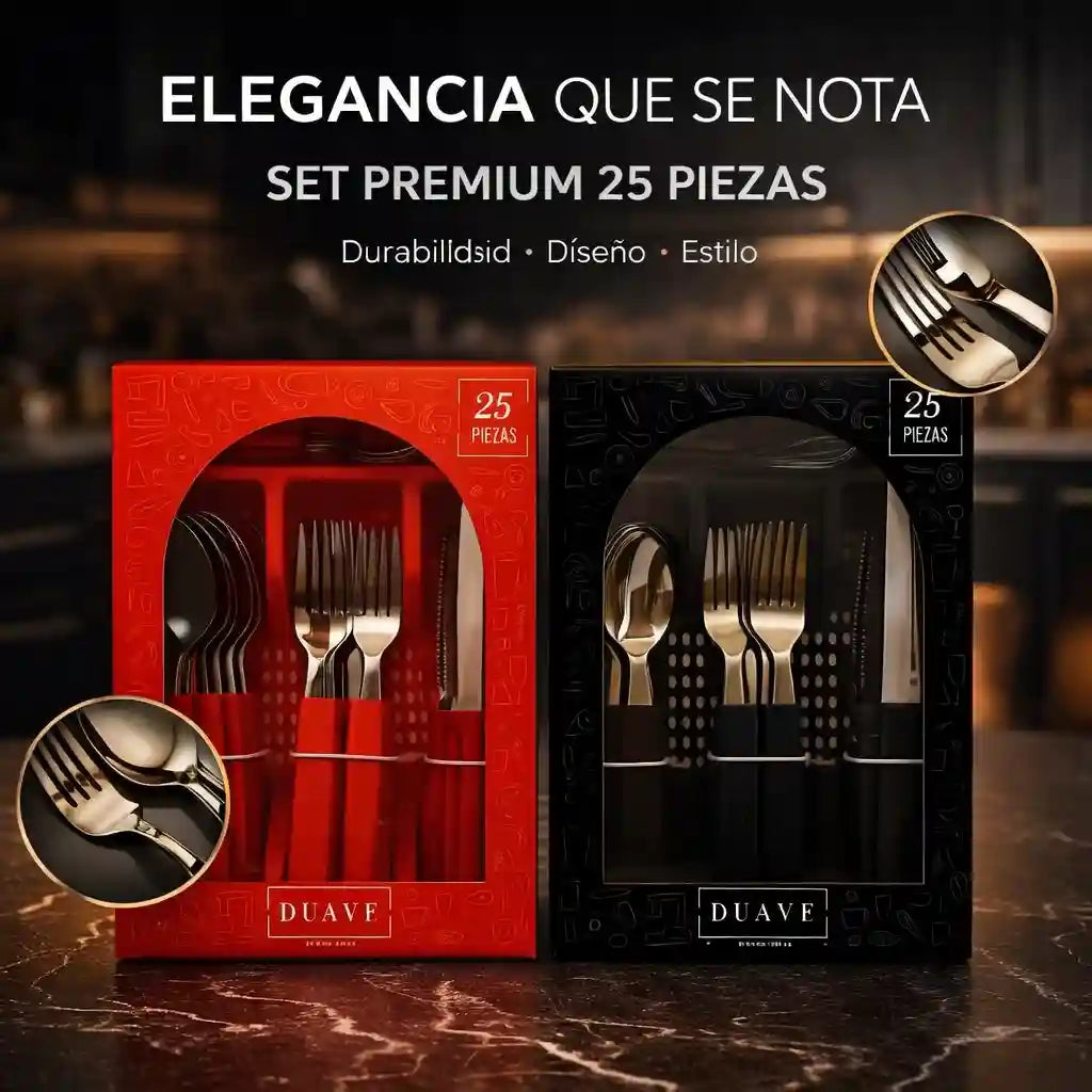 Eleganza Cutlery™ – Juego de Cubiertos Premium de 25 Piezas