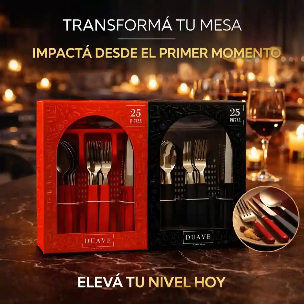 Eleganza Cutlery™ – Juego de Cubiertos Premium de 25 Piezas